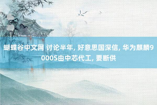 蝴蝶谷中文网 讨论半年， 好意思国深信， 华为麒麟9000S由中芯代工， 要断供