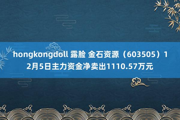   hongkongdoll 露脸 金石资源（603505）12月5日主力资金净卖出1110.57万元