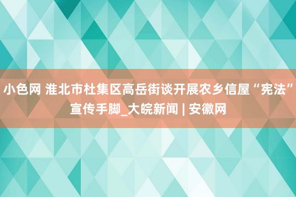   小色网 淮北市杜集区高岳街谈开展农乡信屋“宪法”宣传手脚_大皖新闻 | 安徽网