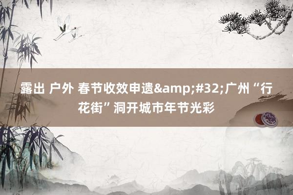   露出 户外 春节收效申遗&#32;广州“行花街”洞开城市年节光彩