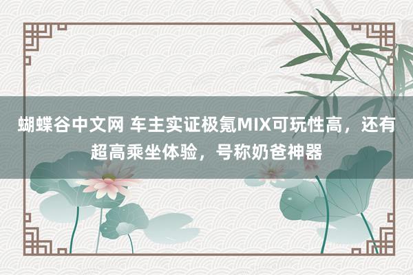   蝴蝶谷中文网 车主实证极氪MIX可玩性高，还有超高乘坐体验，号称奶爸神器