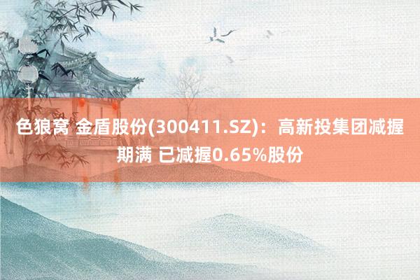   色狼窝 金盾股份(300411.SZ)：高新投集团减握期满 已减握0.65%股份