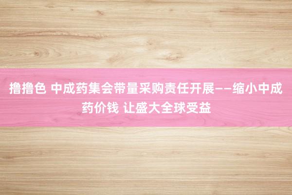 撸撸色 中成药集会带量采购责任开展——缩小中成药价钱 让盛大全球受益