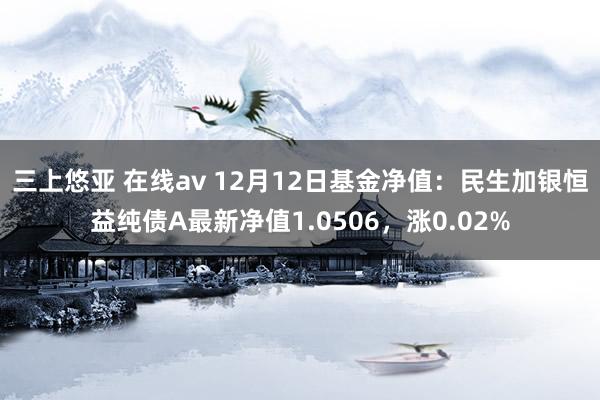 三上悠亚 在线av 12月12日基金净值：民生加银恒益纯债A最新净值1.0506，涨0.02%