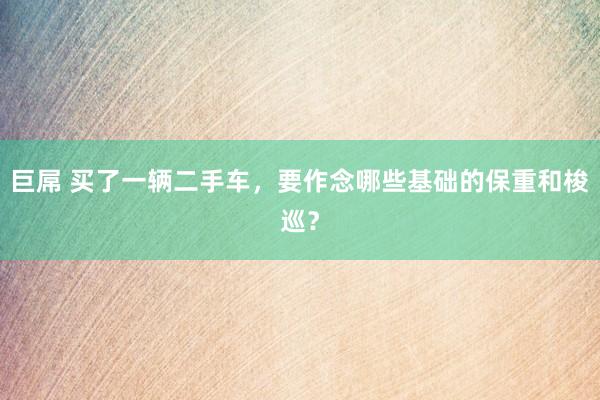   巨屌 买了一辆二手车，要作念哪些基础的保重和梭巡？