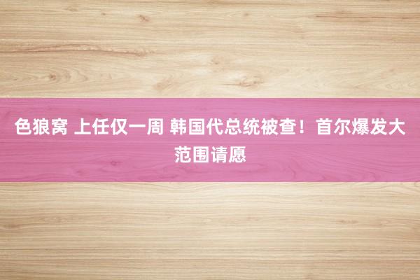   色狼窝 上任仅一周 韩国代总统被查！首尔爆发大范围请愿