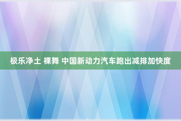   极乐净土 裸舞 中国新动力汽车跑出减排加快度
