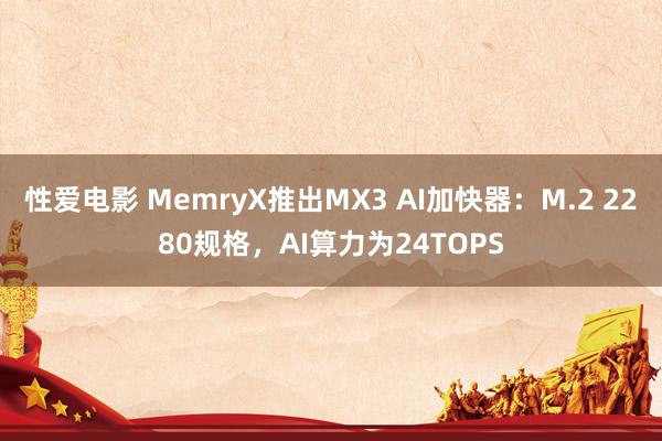 性爱电影 MemryX推出MX3 AI加快器：M.2 2280规格，AI算力为24TOPS