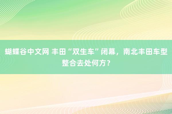   蝴蝶谷中文网 丰田“双生车”闭幕，南北丰田车型整合去处何方？