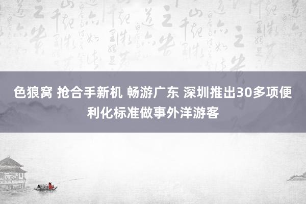   色狼窝 抢合手新机 畅游广东 深圳推出30多项便利化标准做事外洋游客