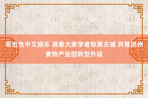   哥也色中文娱乐 满意大家学者蚁集古城 共推扬州食物产业园转型升级
