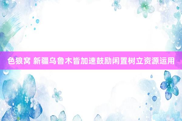   色狼窝 新疆乌鲁木皆加速鼓励闲置树立资源运用