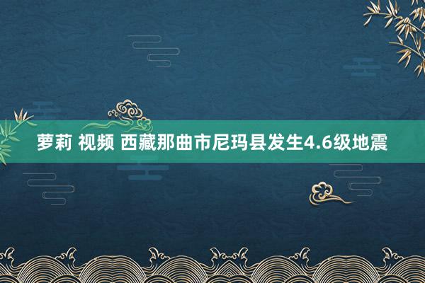   萝莉 视频 西藏那曲市尼玛县发生4.6级地震