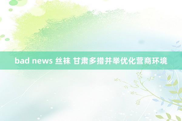   bad news 丝袜 甘肃多措并举优化营商环境