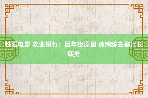   性爱电影 农业银行：因年级原因 徐瀚辞去副行长职务