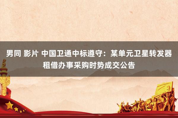   男同 影片 中国卫通中标遵守：某单元卫星转发器租借办事采购时势成交公告