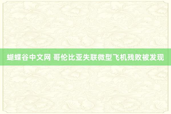   蝴蝶谷中文网 哥伦比亚失联微型飞机残败被发现