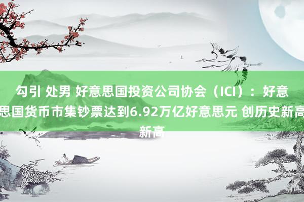   勾引 处男 好意思国投资公司协会（ICI）：好意思国货币市集钞票达到6.92万亿好意思元 创历史新高