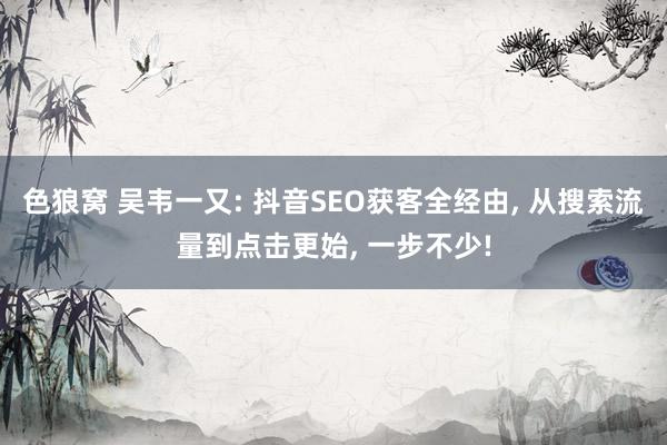   色狼窝 吴韦一又: 抖音SEO获客全经由, 从搜索流量到点击更始, 一步不少!