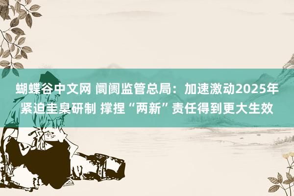   蝴蝶谷中文网 阛阓监管总局：加速激动2025年紧迫圭臬研制 撑捏“两新”责任得到更大生效