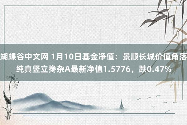   蝴蝶谷中文网 1月10日基金净值：景顺长城价值角落纯真竖立搀杂A最新净值1.5776，跌0.47%