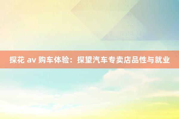   探花 av 购车体验：探望汽车专卖店品性与就业