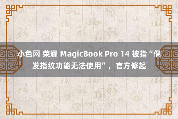   小色网 荣耀 MagicBook Pro 14 被指“偶发指纹功能无法使用”，官方修起