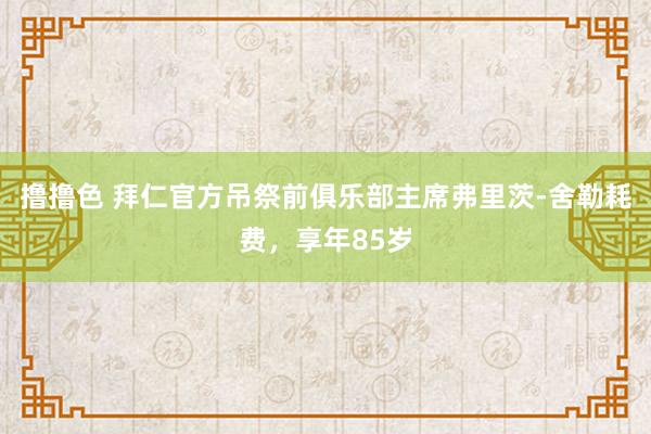   撸撸色 拜仁官方吊祭前俱乐部主席弗里茨-舍勒耗费，享年85岁