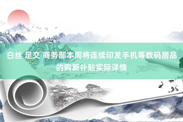   白丝 足交 商务部本周将连续印发手机等数码居品的购新补贴实际详情