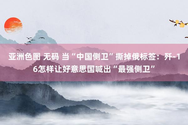   亚洲色图 无码 当“中国侧卫”撕掉俄标签：歼-16怎样让好意思国喊出“最强侧卫”