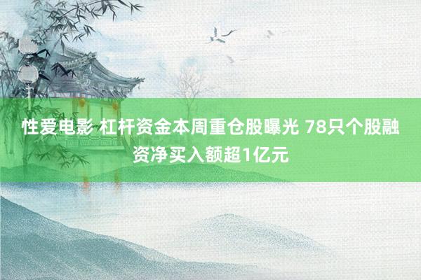   性爱电影 杠杆资金本周重仓股曝光 78只个股融资净买入额超1亿元