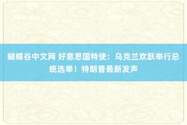   蝴蝶谷中文网 好意思国特使：乌克兰欢跃举行总统选举！特朗普最新发声