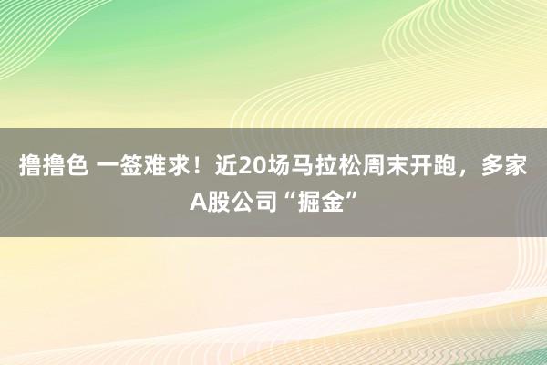   撸撸色 一签难求！近20场马拉松周末开跑，多家A股公司“掘金”