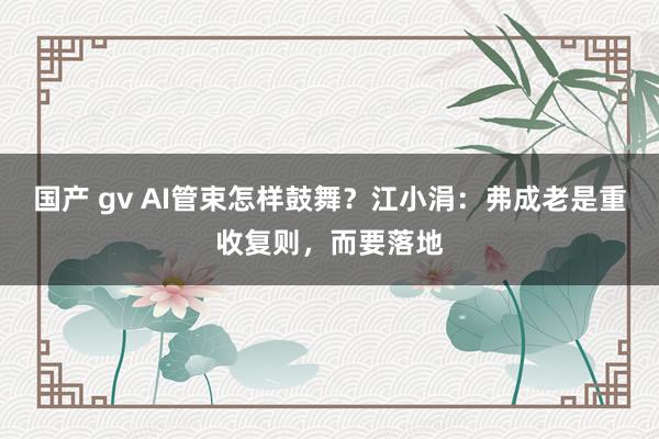   国产 gv AI管束怎样鼓舞？江小涓：弗成老是重收复则，而要落地