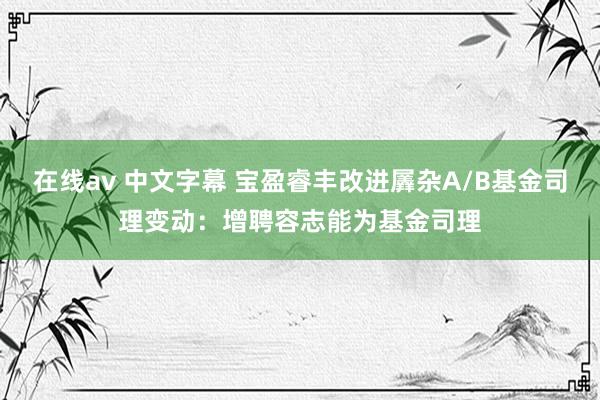   在线av 中文字幕 宝盈睿丰改进羼杂A/B基金司理变动：增聘容志能为基金司理