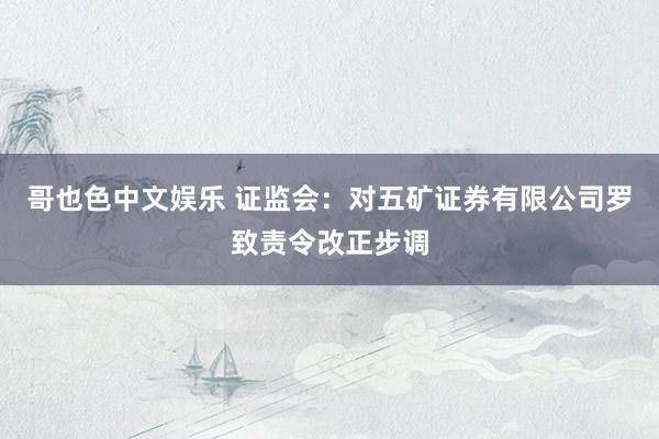   哥也色中文娱乐 证监会：对五矿证券有限公司罗致责令改正步调