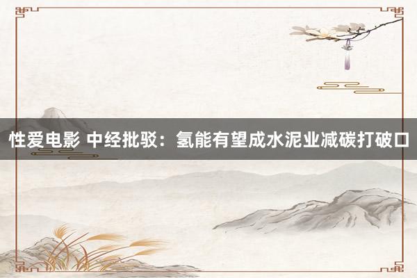   性爱电影 中经批驳：氢能有望成水泥业减碳打破口