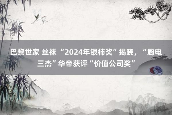   巴黎世家 丝袜 “2024年银柿奖”揭晓，“厨电三杰”华帝获评“价值公司奖”