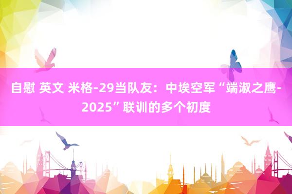   自慰 英文 米格-29当队友：中埃空军“端淑之鹰-2025”联训的多个初度