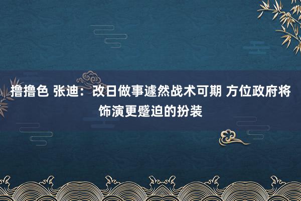 撸撸色 张迪:改日做事遽然战术可期 方位政府将饰演更蹙迫的扮装