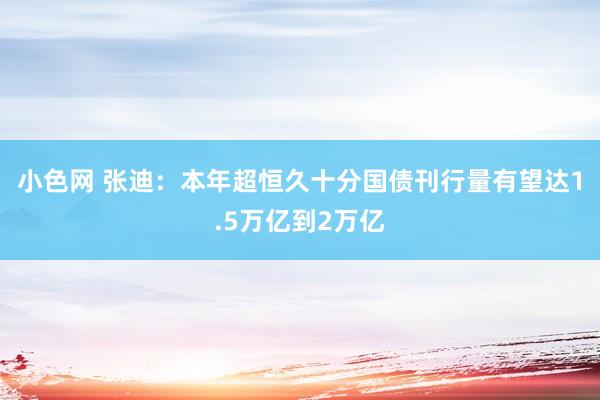 小色网 张迪:本年超恒久十分国债刊行量有望达1.5万亿到2万亿