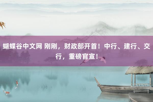  蝴蝶谷中文网 刚刚，财政部开首！中行、建行、交行，重磅官宣！