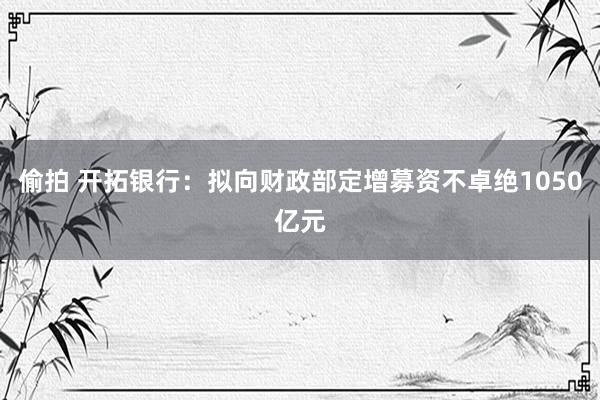   偷拍 开拓银行：拟向财政部定增募资不卓绝1050亿元