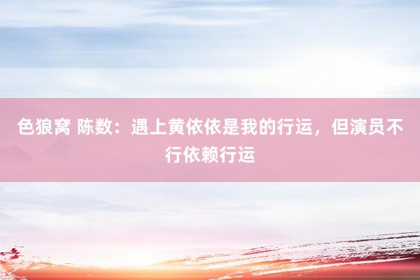   色狼窝 陈数：遇上黄依依是我的行运，但演员不行依赖行运