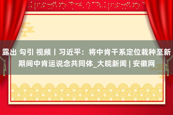   露出 勾引 视频丨习近平：将中肯干系定位栽种至新期间中肯运说念共同体_大皖新闻 | 安徽网