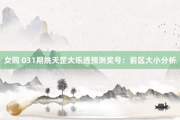   女同 031期姚天罡大乐透预测奖号：前区大小分析
