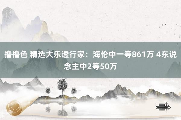   撸撸色 精选大乐透行家：海伦中一等861万 4东说念主中2等50万